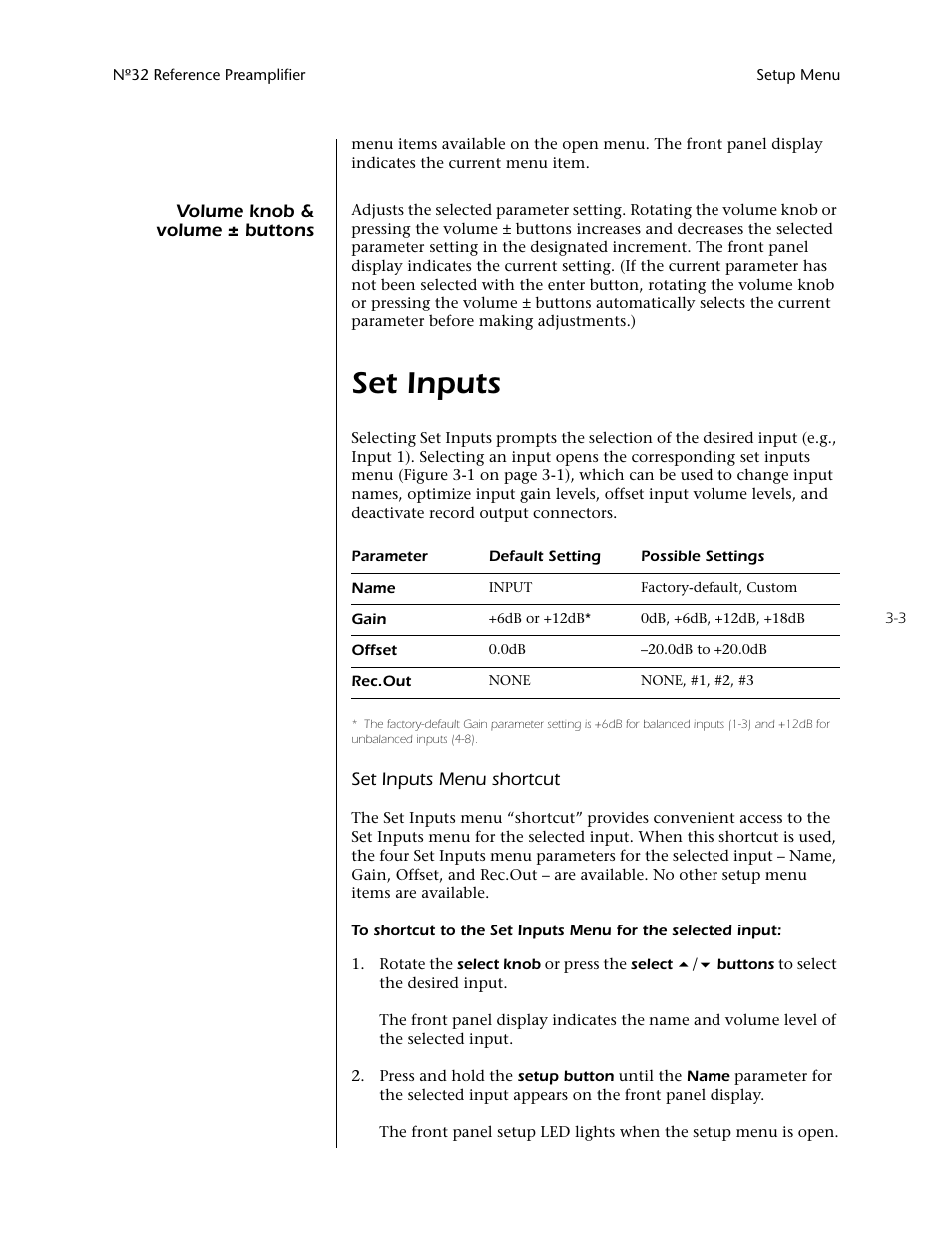 Volume knob & volume ± buttons -3, Set inputs -3, Set inputs | Mark Levinson N32 User Manual | Page 35 / 80
