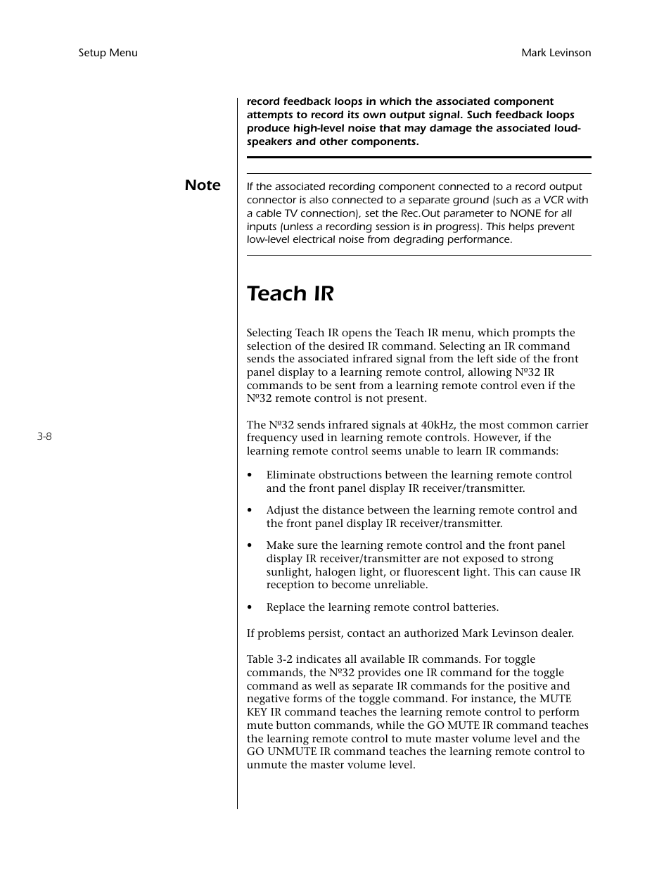 Teach ir -8, Teach ir | Mark Levinson N32 User Manual | Page 40 / 80