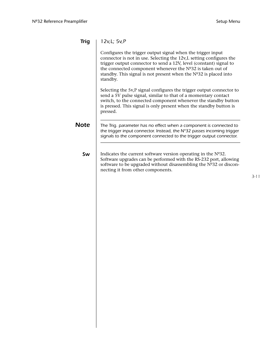 Trig -11 sw -11 | Mark Levinson N32 User Manual | Page 43 / 80