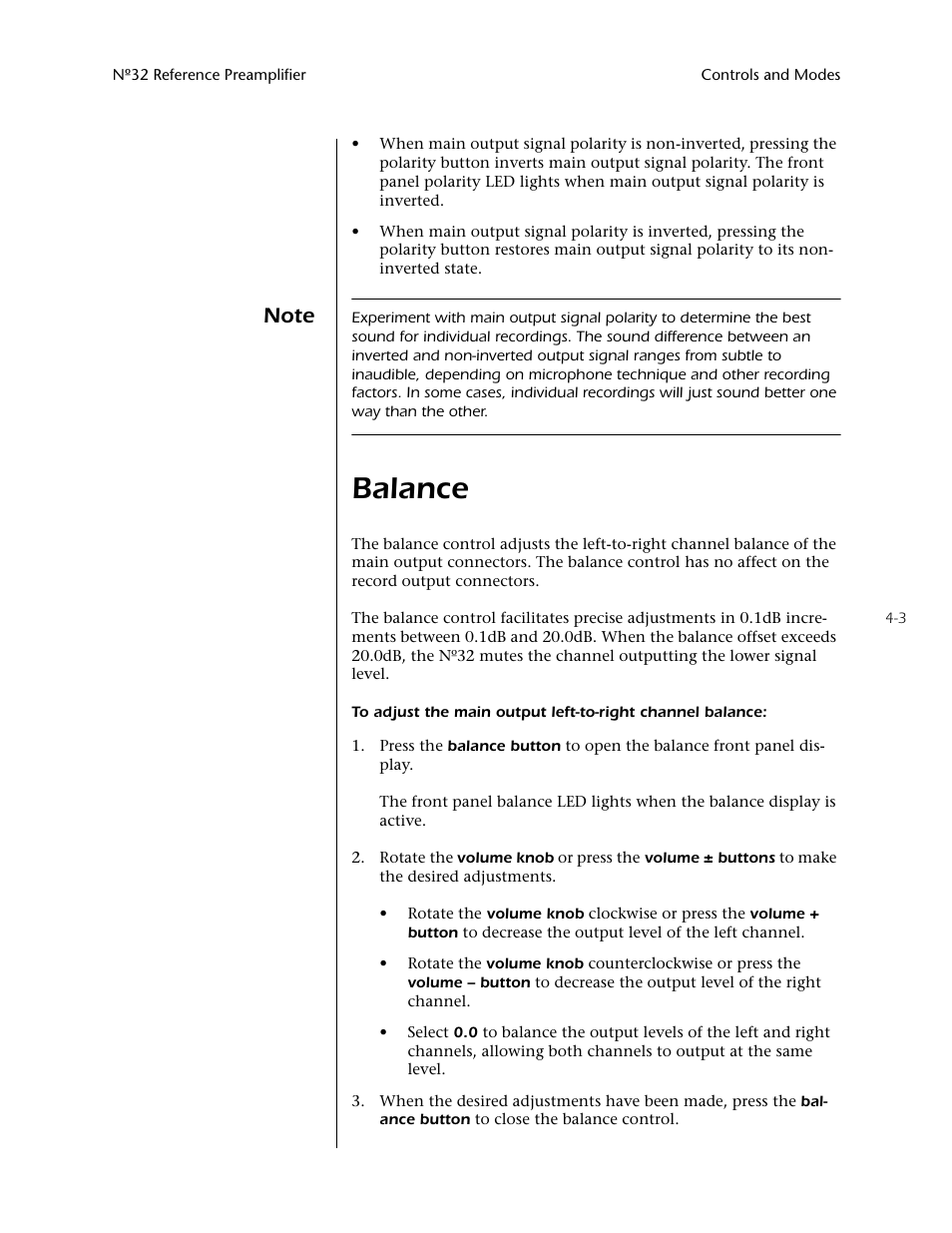 Balance -3, Balance | Mark Levinson N32 User Manual | Page 47 / 80
