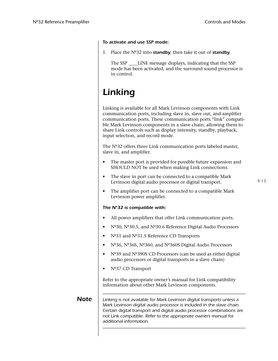 Linking -13, Linking | Mark Levinson N32 User Manual | Page 57 / 80