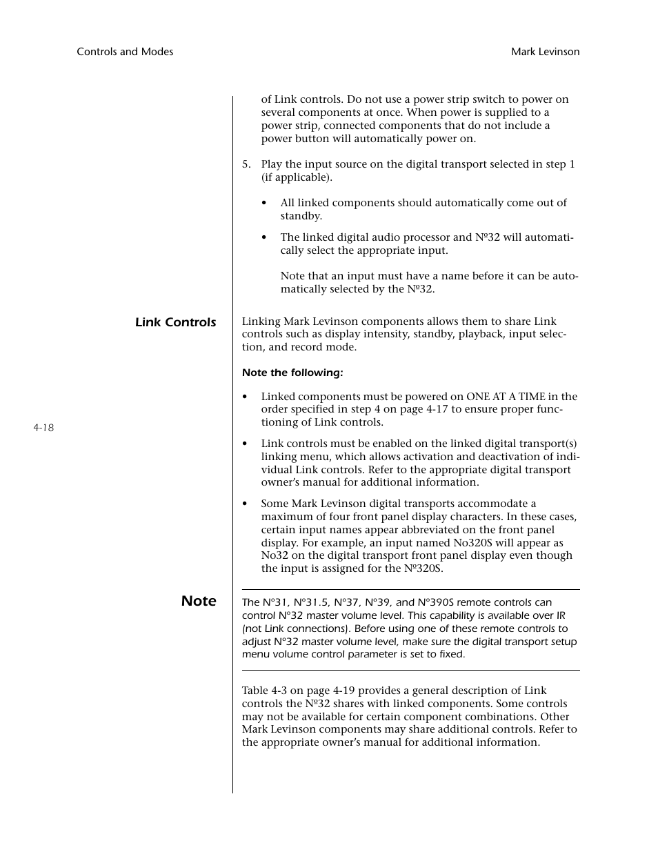 Link controls -18 | Mark Levinson N32 User Manual | Page 62 / 80