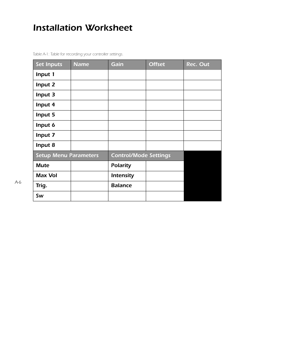 Installation worksheet | Mark Levinson N32 User Manual | Page 76 / 80