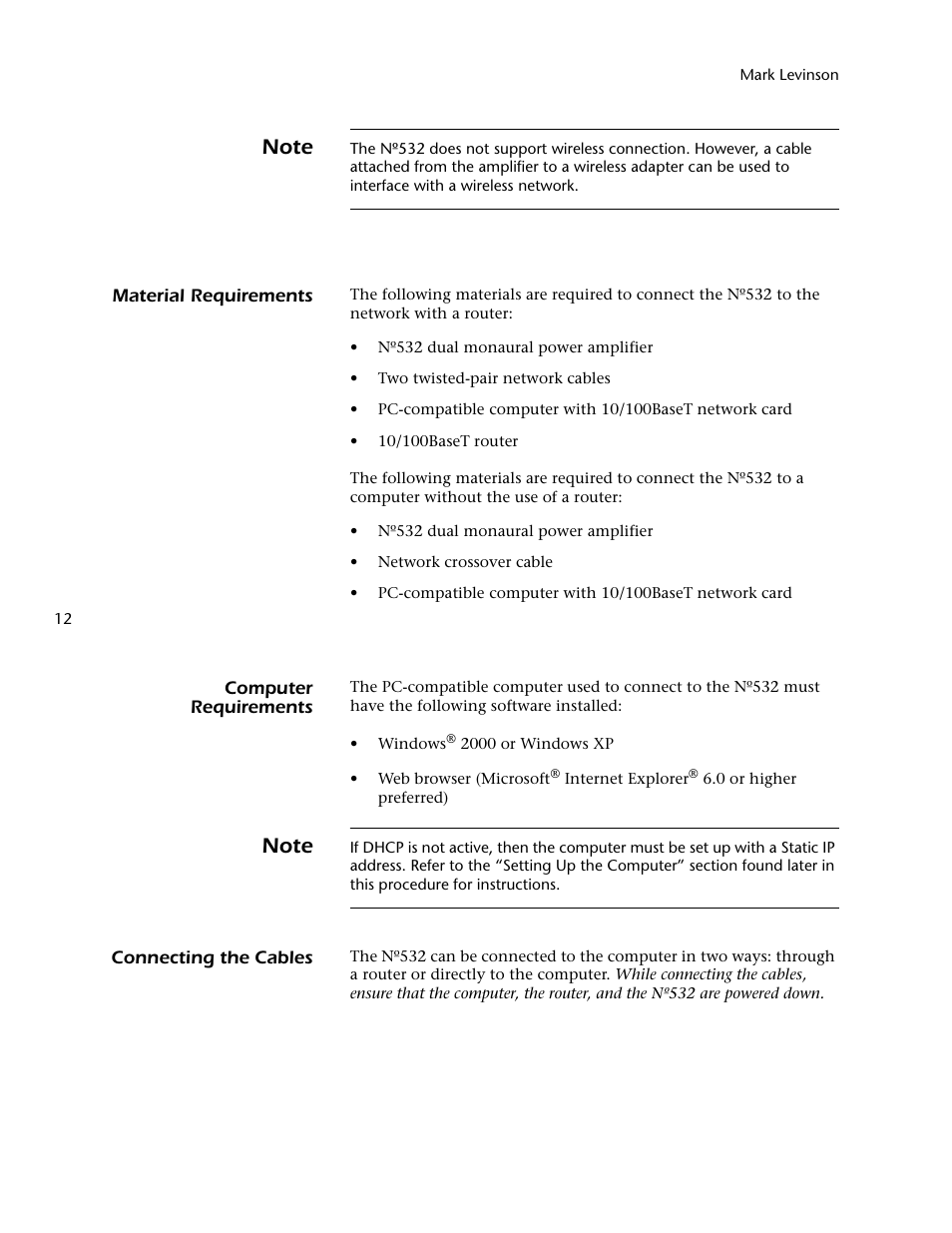 Mark Levinson 532 User Manual | Page 16 / 34