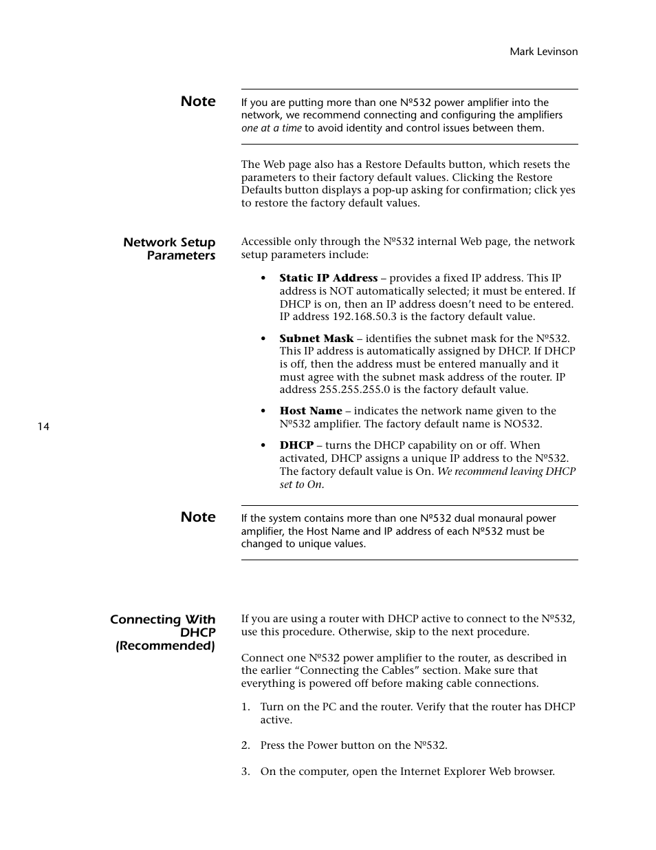 Mark Levinson 532 User Manual | Page 18 / 34