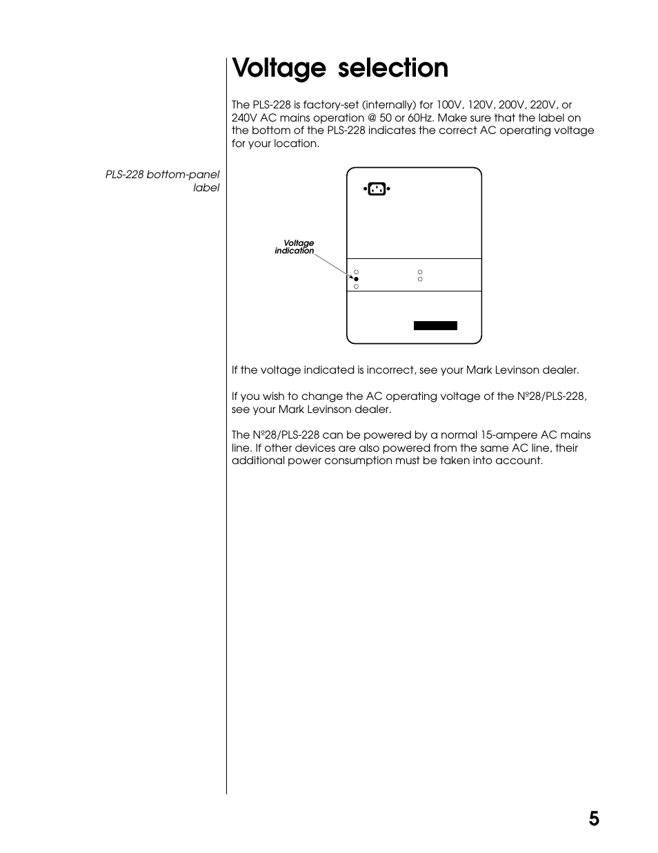 Voltage selection | Mark Levinson N28 User Manual | Page 10 / 19