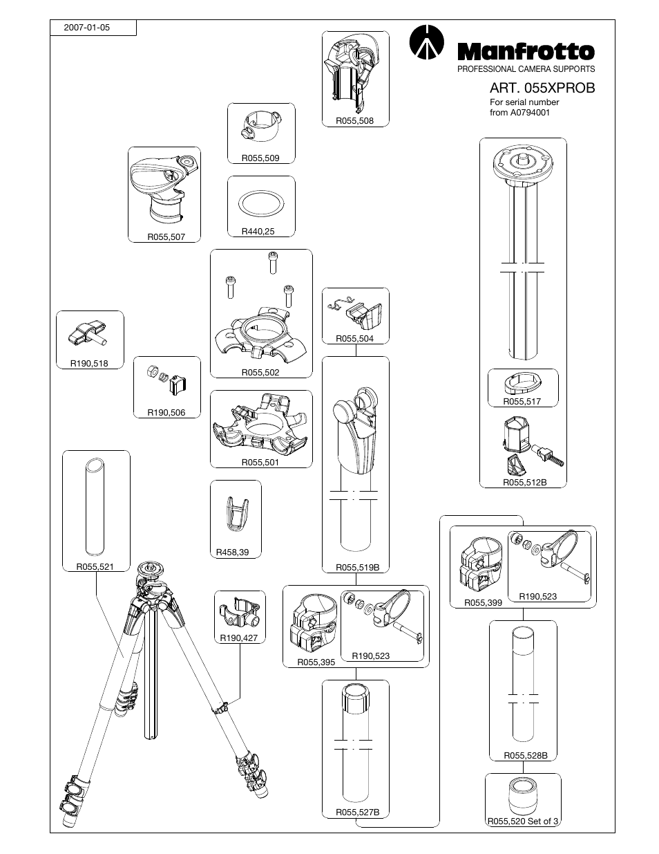 Manfrotto ART. 055XPROB User Manual | 1 page
