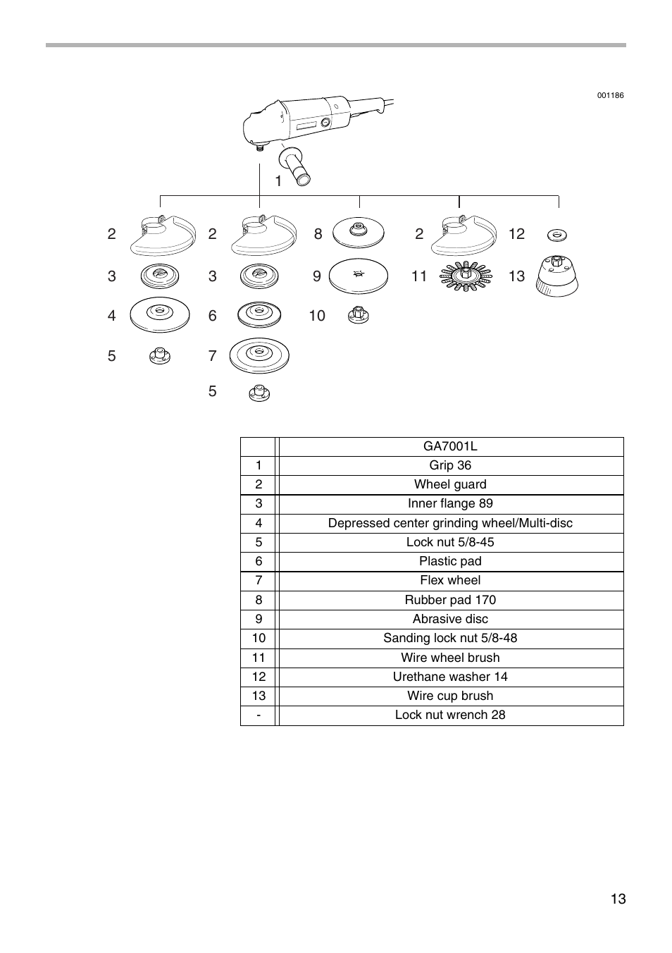 Makita GA7001L User Manual | Page 13 / 20