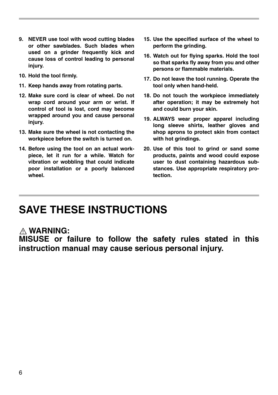 Save these instructions | Makita GA7001L User Manual | Page 6 / 20