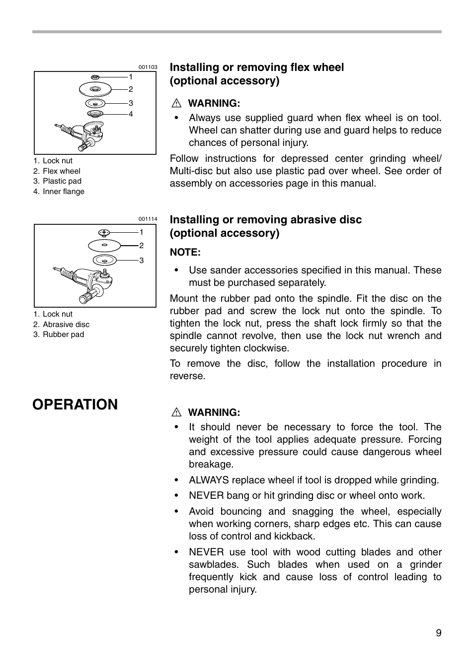 Operation | Makita GA7001L User Manual | Page 9 / 20