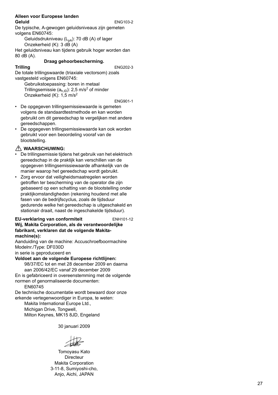 Makita GB Cordless Drill DF030D User Manual | Page 27 / 48