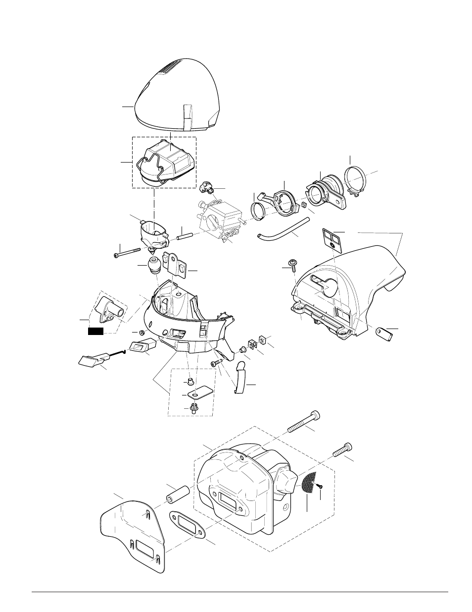 2) hood, air filter, muffler | Makita DCS6401-20 User Manual | Page 3 / 11