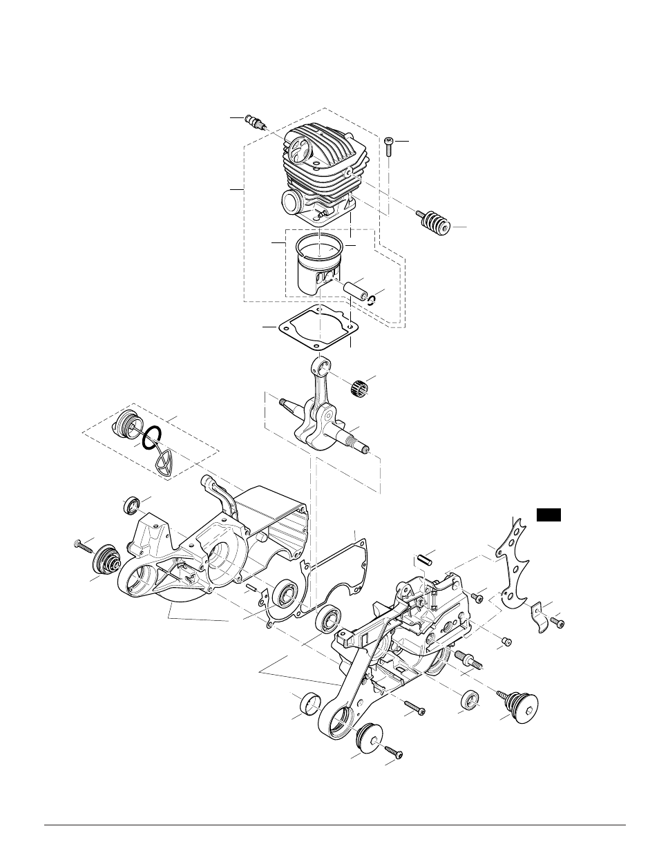 3) cylinder, crankcase | Makita DCS6401-20 User Manual | Page 4 / 11