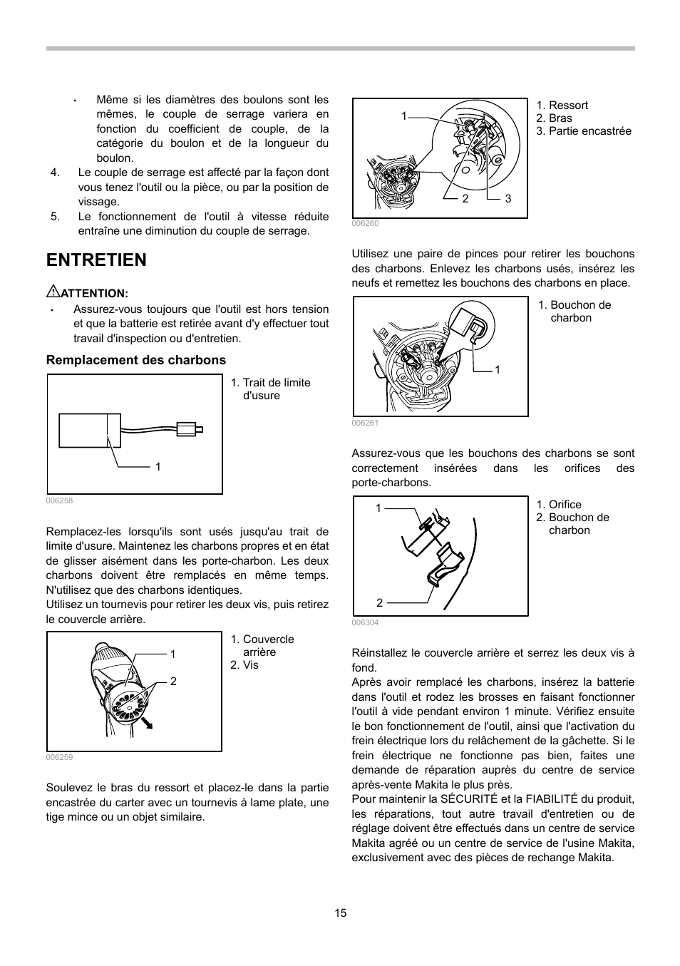 Entretien | Makita BTD140 User Manual | Page 15 / 28