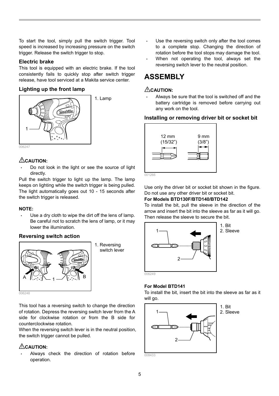 Assembly | Makita BTD140 User Manual | Page 5 / 28