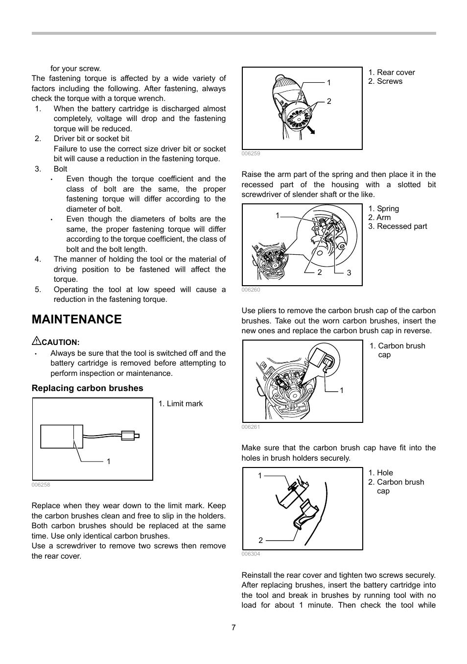 Maintenance | Makita BTD140 User Manual | Page 7 / 28