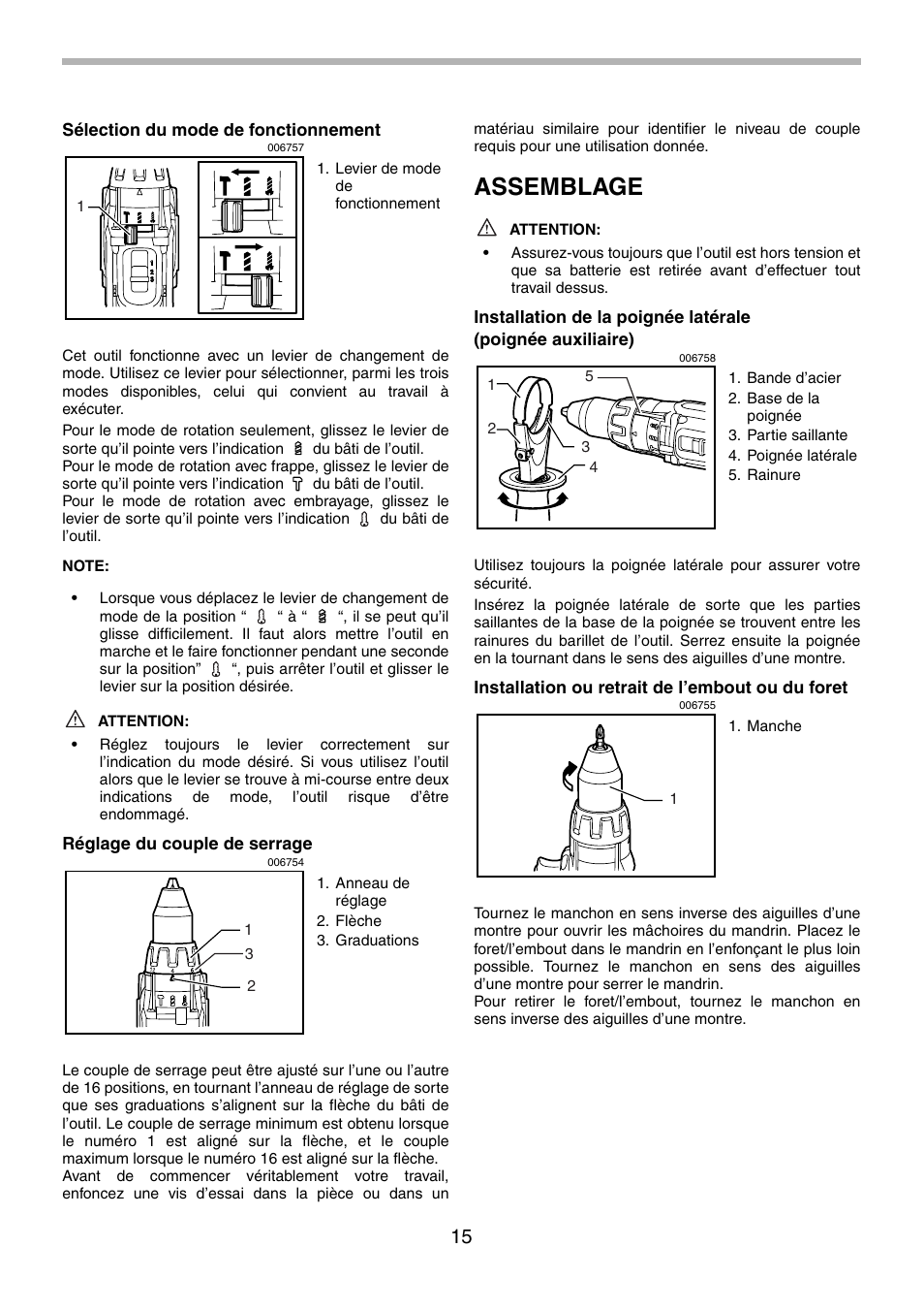 Assemblage | Makita BHP451 User Manual | Page 15 / 32