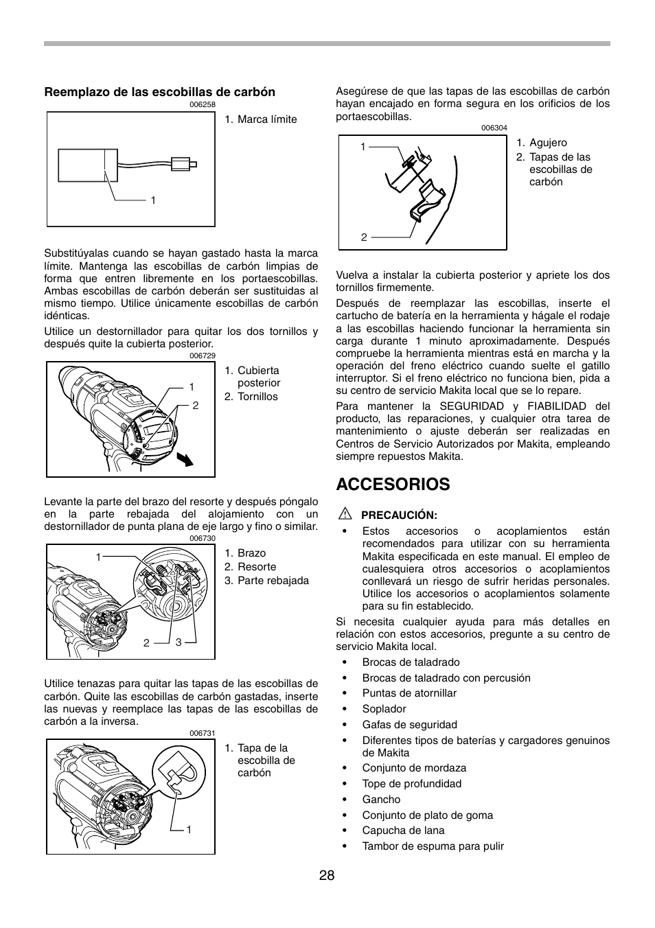 Accesorios | Makita BHP451 User Manual | Page 28 / 32