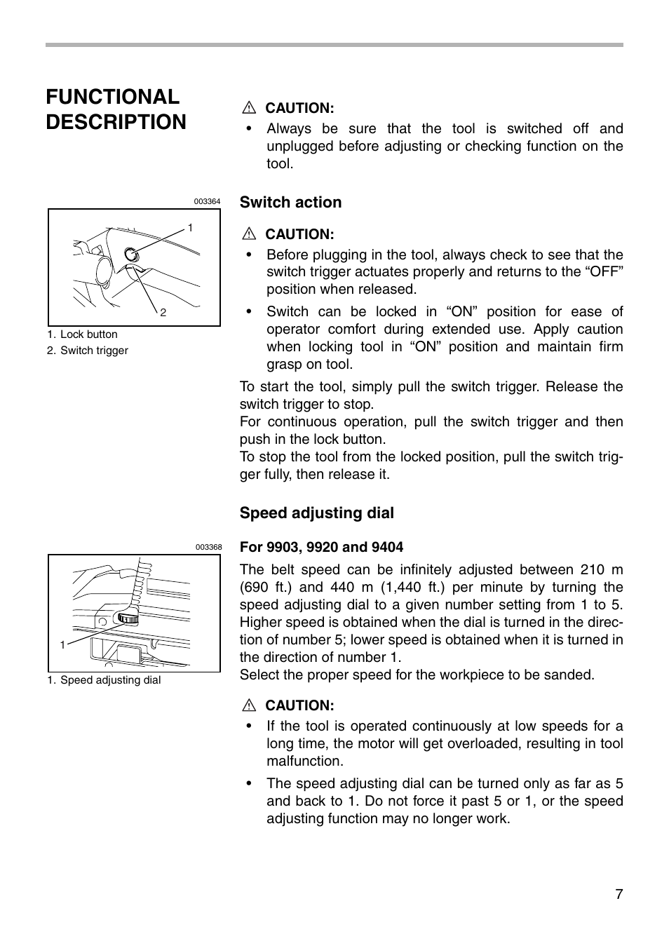 Functional description | Makita 9903 User Manual | Page 7 / 16