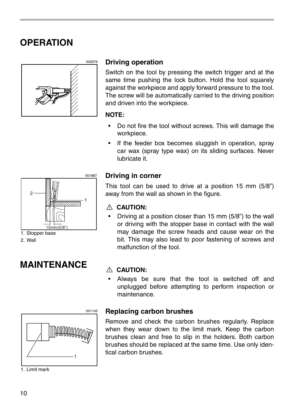 Operation, Maintenance | Makita 6833 User Manual | Page 10 / 16