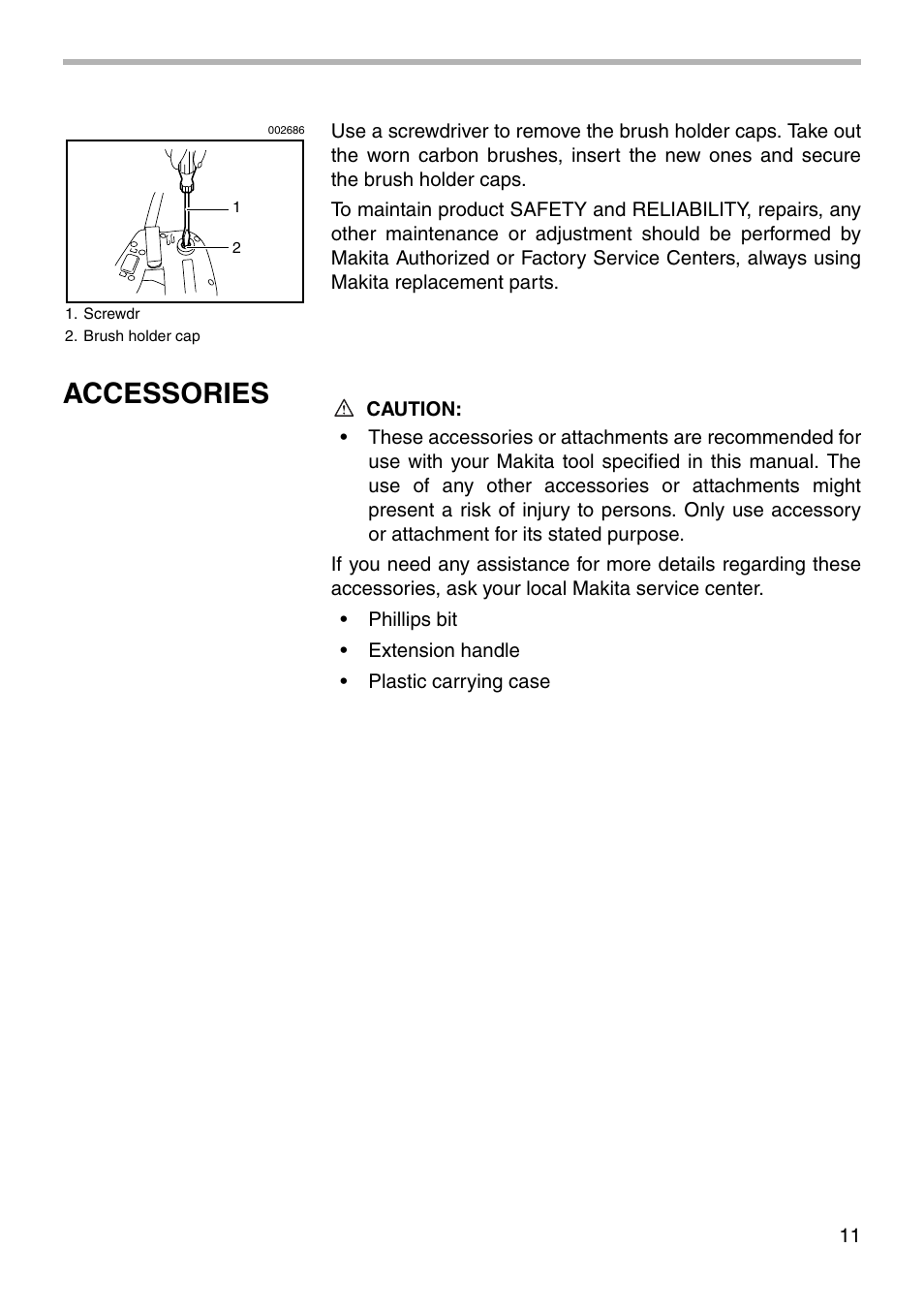 Accessories | Makita 6833 User Manual | Page 11 / 16