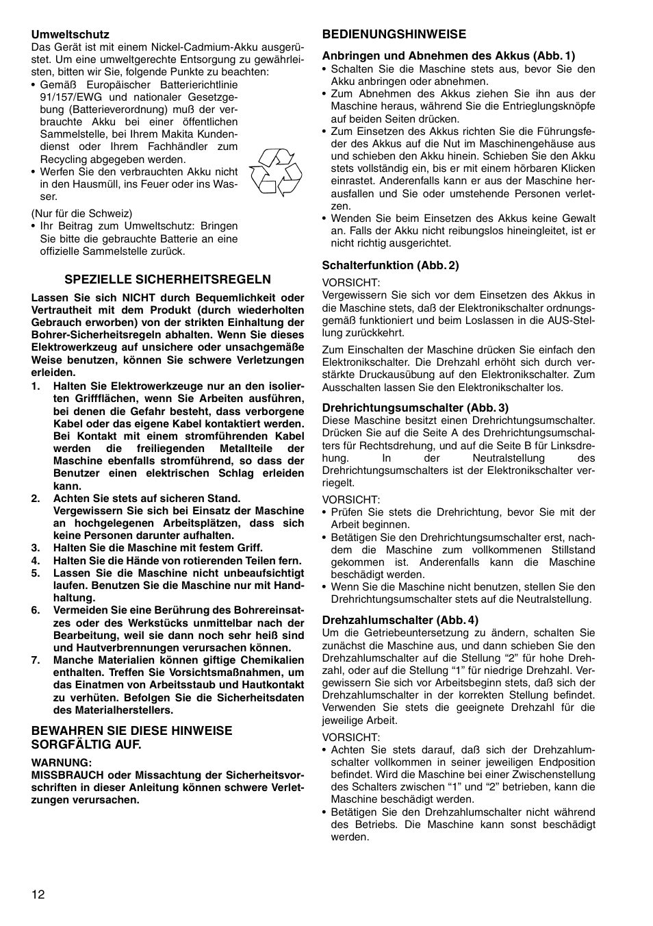 Makita 6207D User Manual | Page 12 / 48