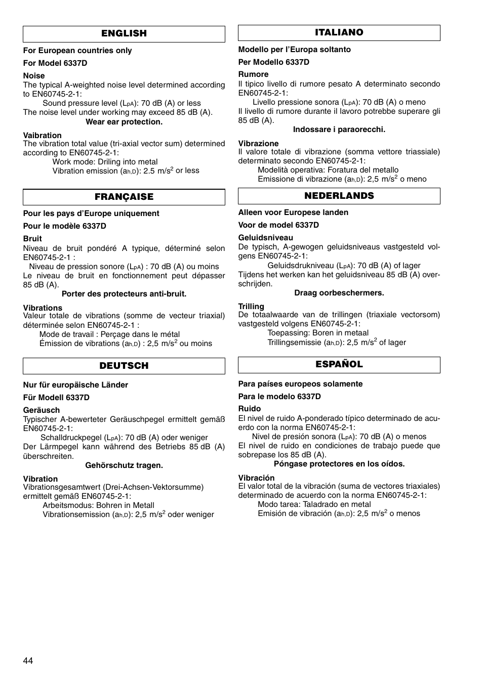 Makita 6207D User Manual | Page 44 / 48