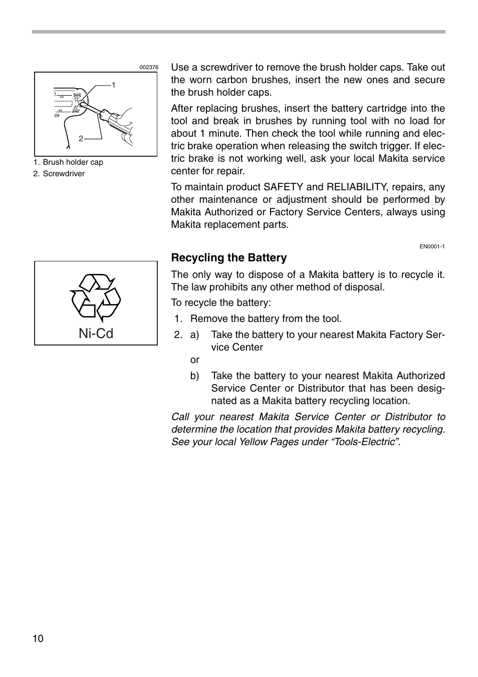 Ni-cd | Makita 6917FD User Manual | Page 10 / 16