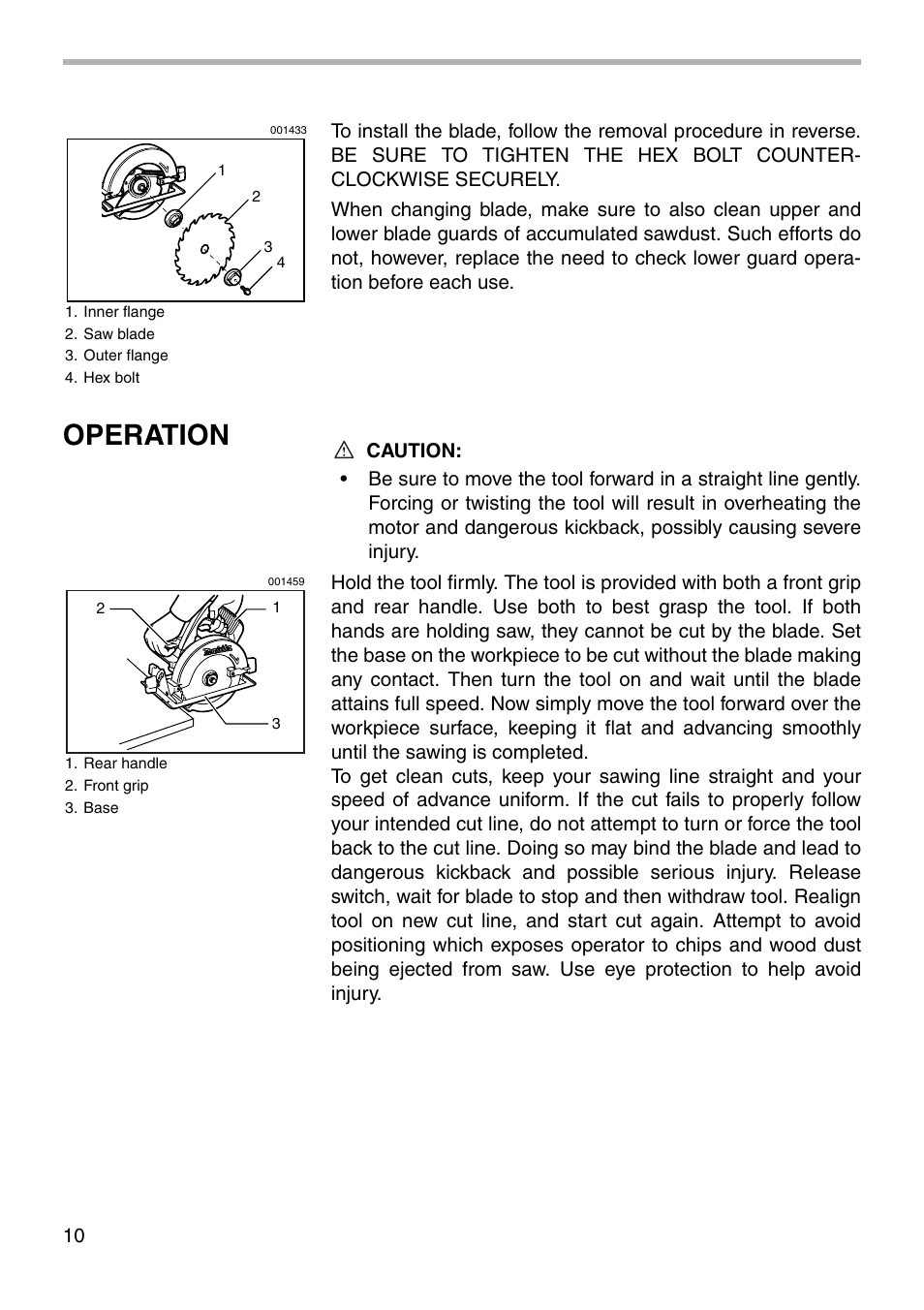 Operation | Makita CIRCULAR SAW 5005BA User Manual | Page 10 / 16