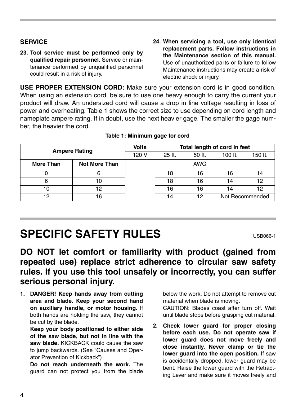 Specific safety rules | Makita CIRCULAR SAW 5005BA User Manual | Page 4 / 16