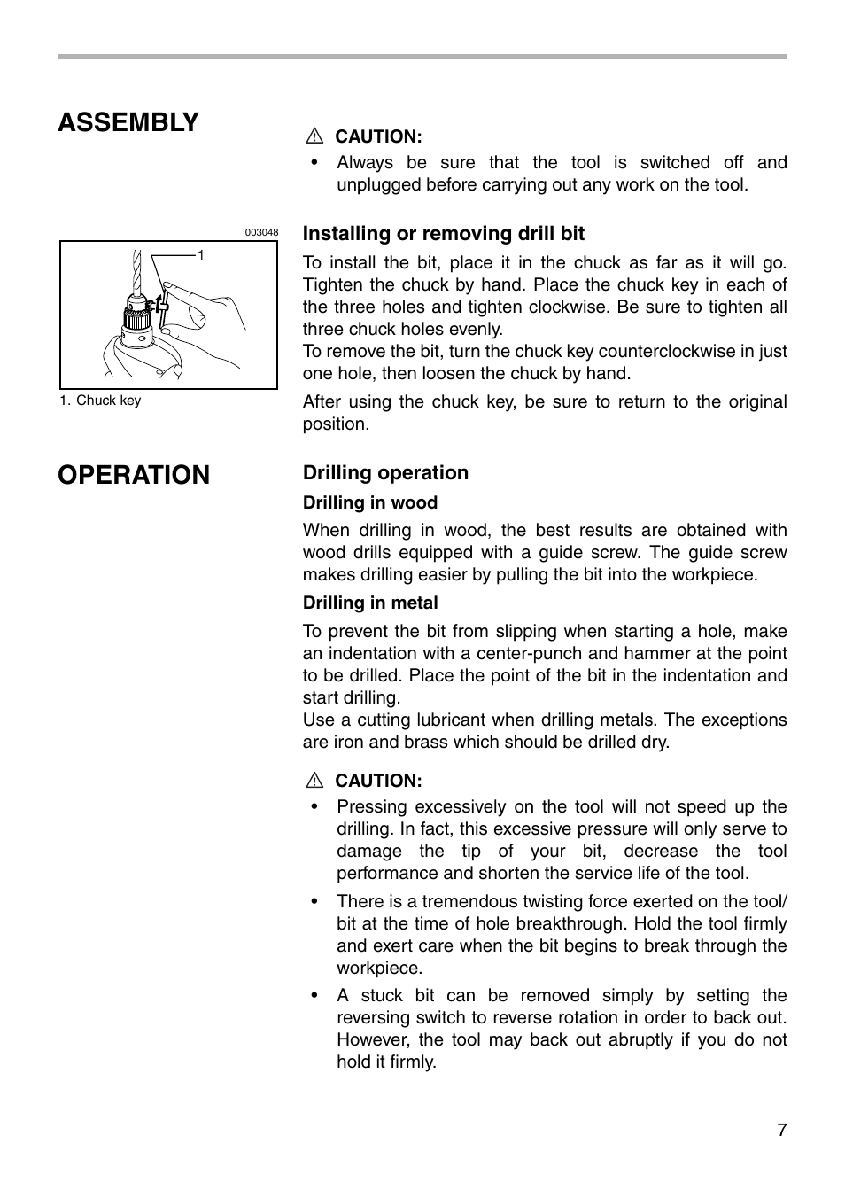 Assembly, Operation | Makita 6407 User Manual | Page 7 / 12