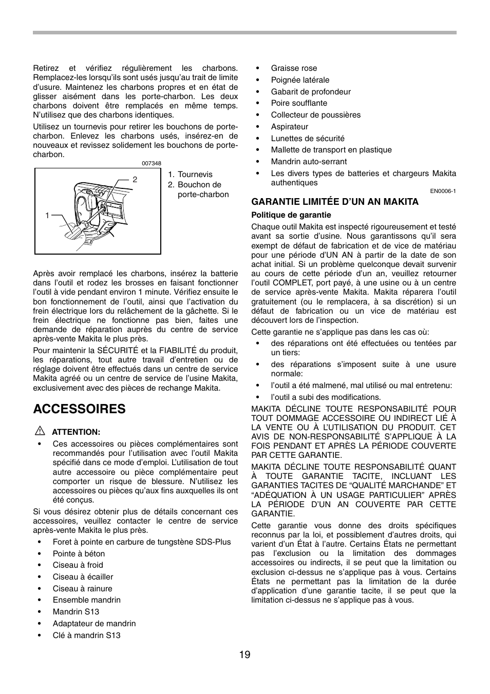 Accessoires | Makita BHR240 User Manual | Page 19 / 32