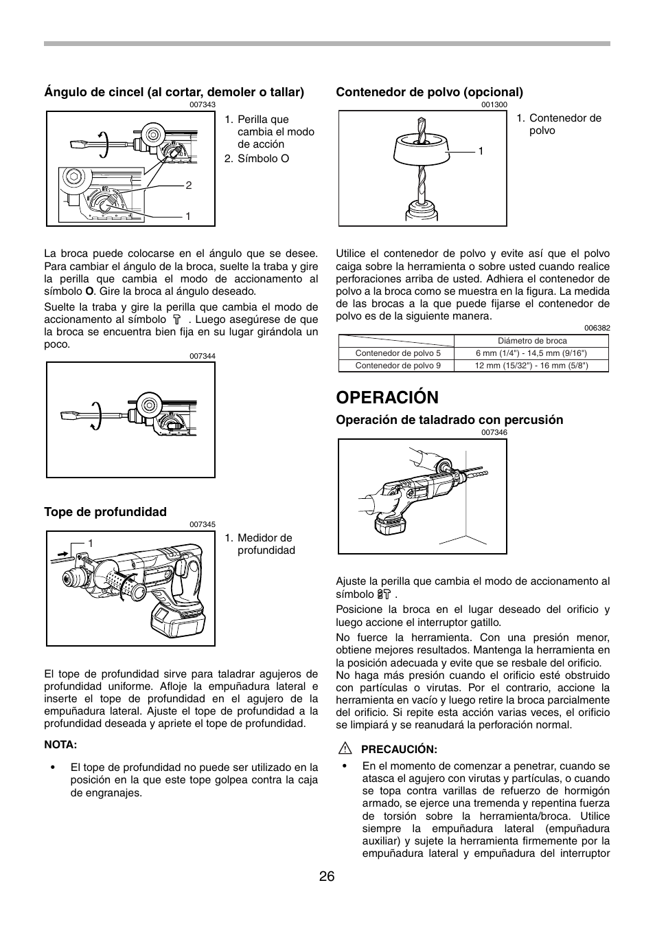 Operación | Makita BHR240 User Manual | Page 26 / 32