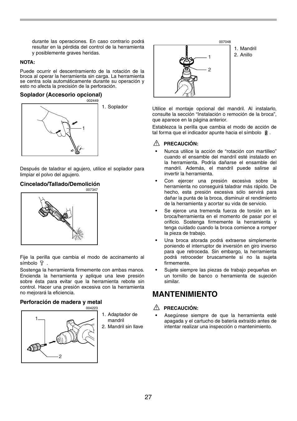 Mantenimiento | Makita BHR240 User Manual | Page 27 / 32