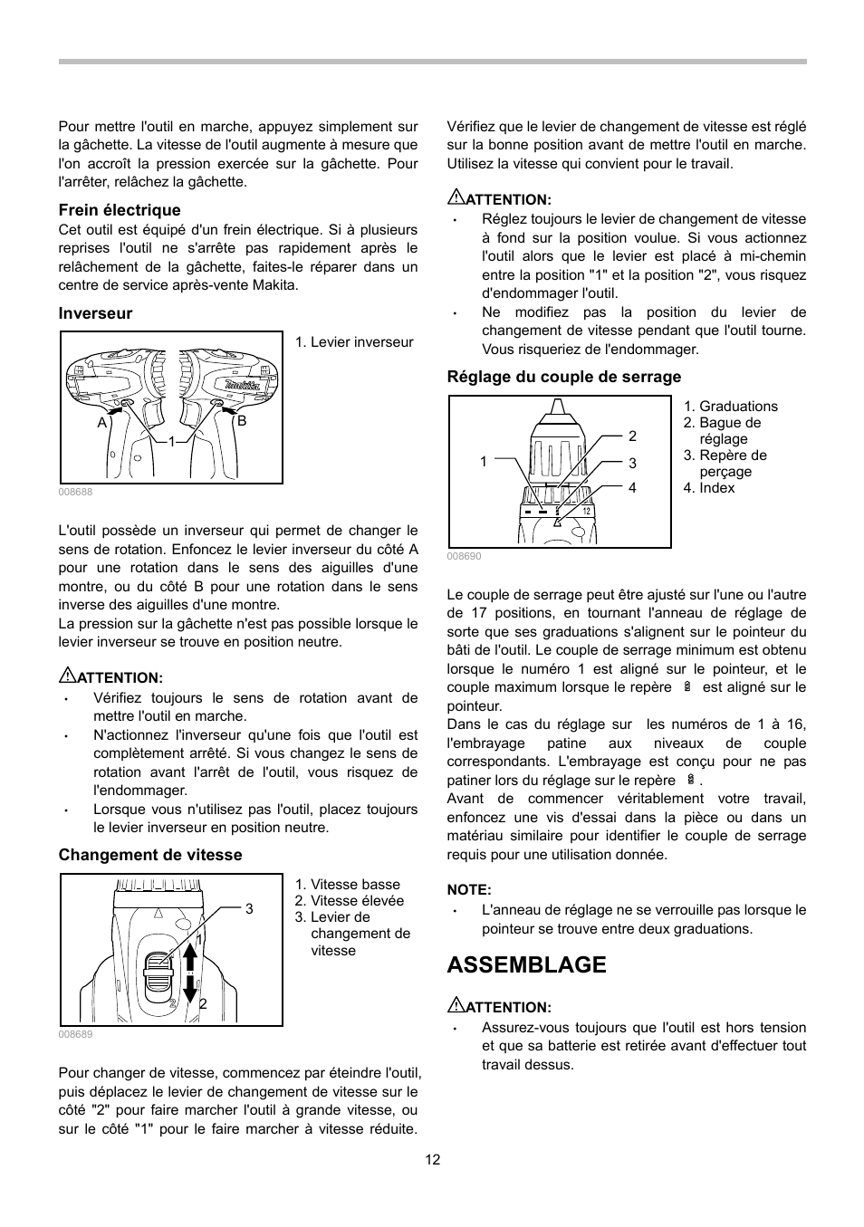 Assemblage | Makita 6281D User Manual | Page 12 / 24