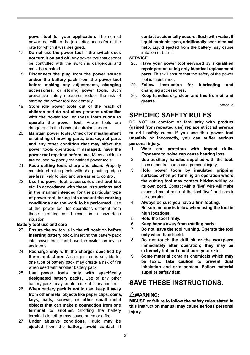 Specific safety rules, Save these instructions | Makita BDA340 User Manual | Page 3 / 24