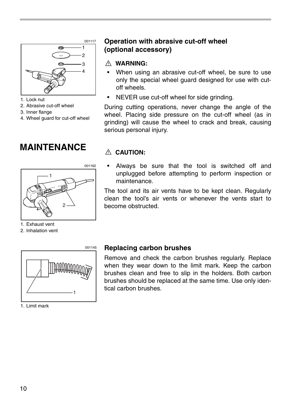 Maintenance, Replacing carbon brushes | Makita N9501B User Manual | Page 10 / 16