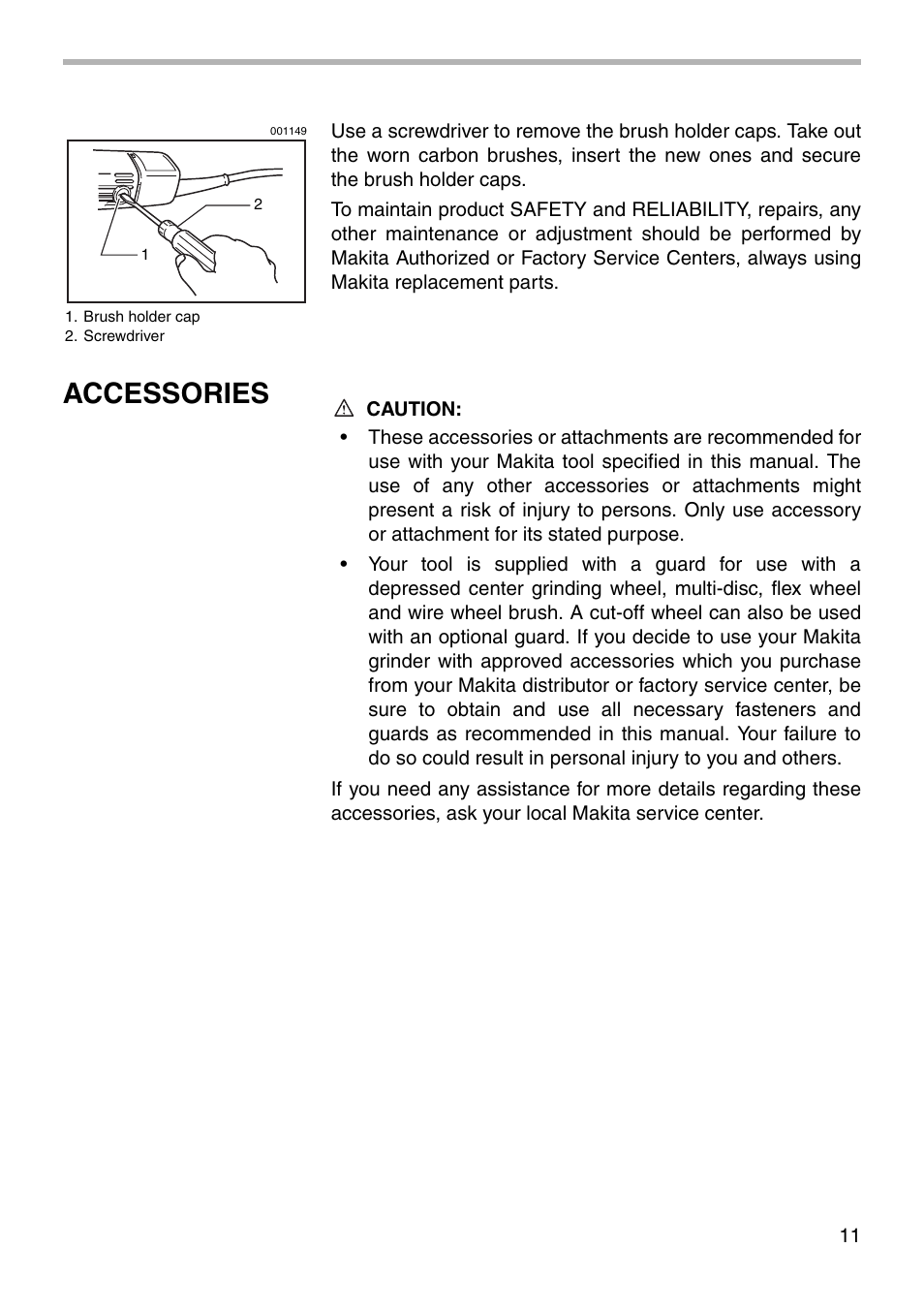 Accessories | Makita N9501B User Manual | Page 11 / 16