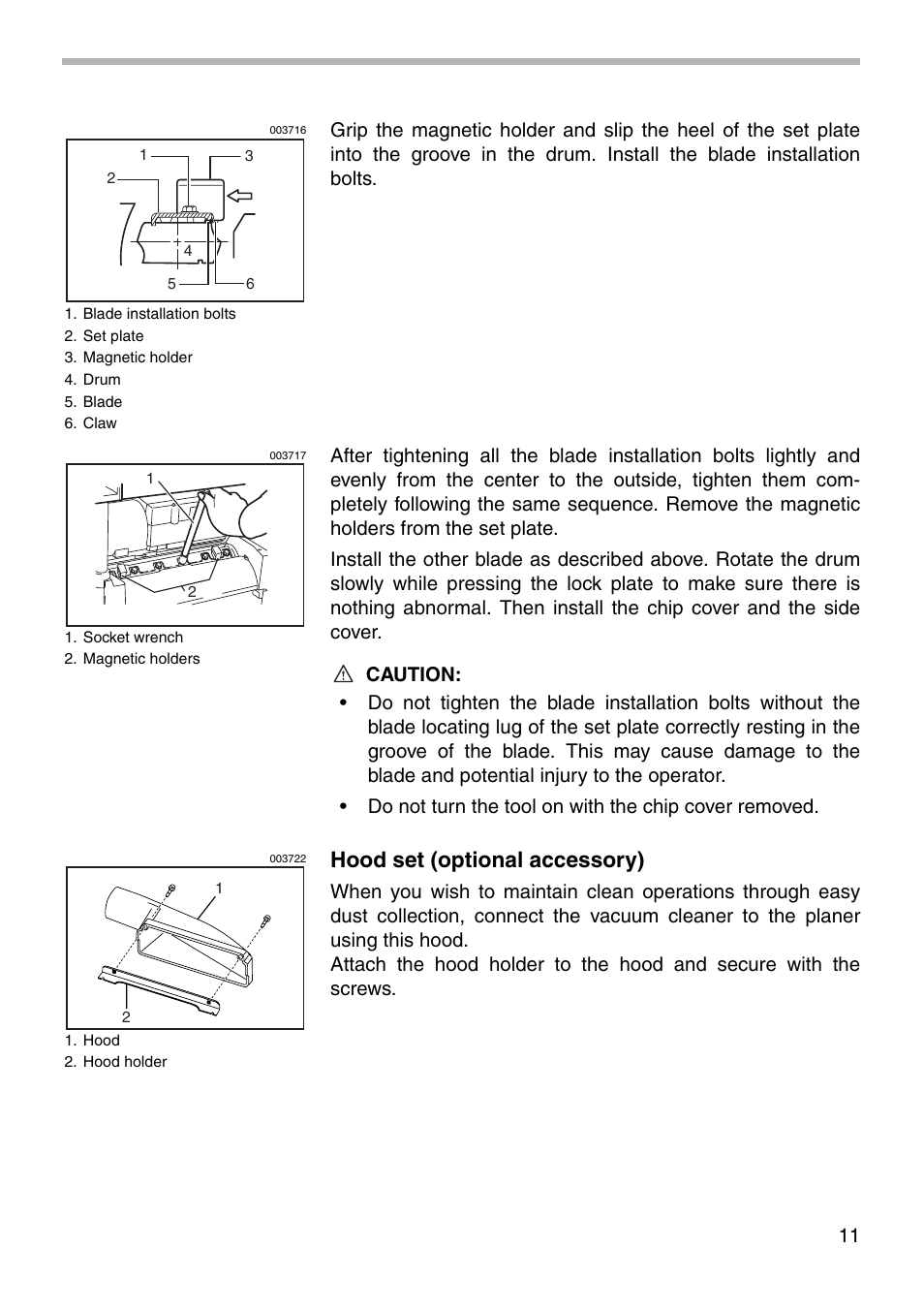 Hood set (optional accessory) | Makita 2012NB User Manual | Page 11 / 20