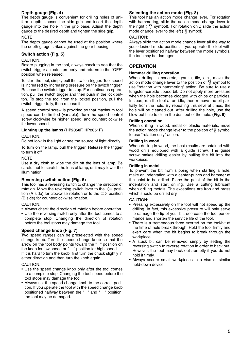 Makita HP2050 User Manual | Page 5 / 48