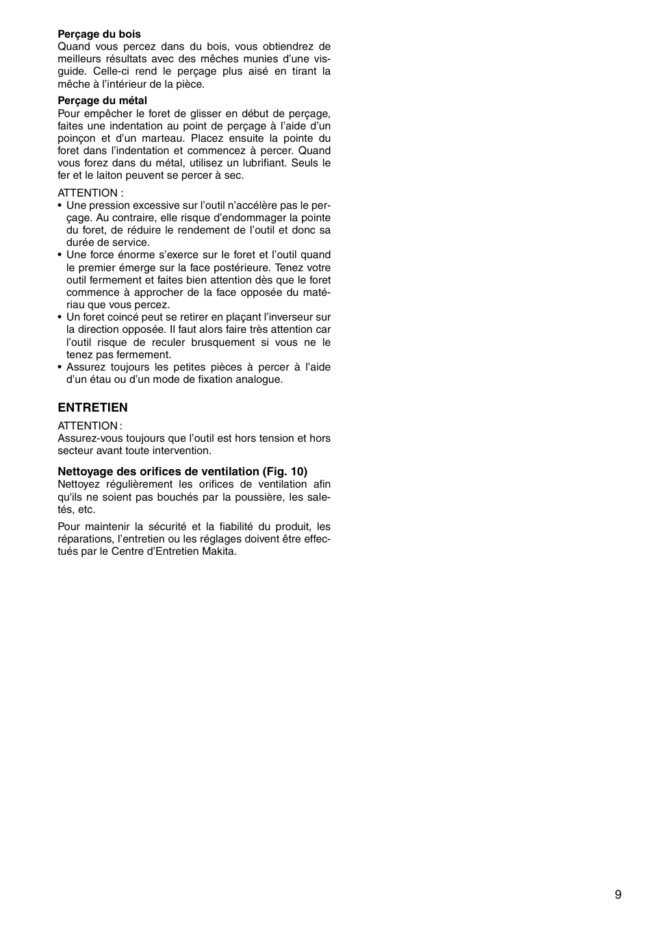 Makita HP2050 User Manual | Page 9 / 48