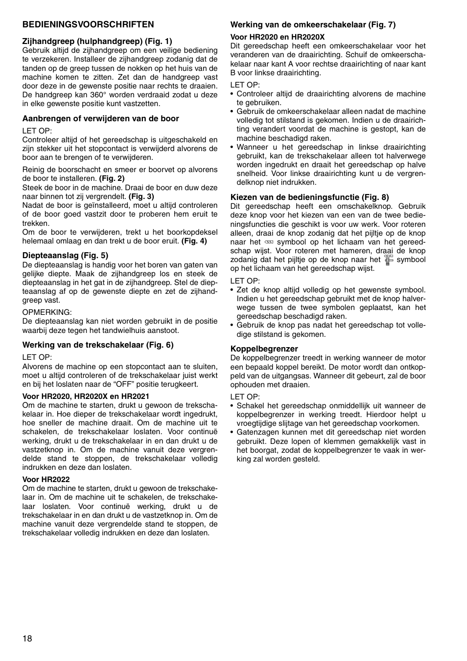Makita HR2020 User Manual | Page 18 / 52