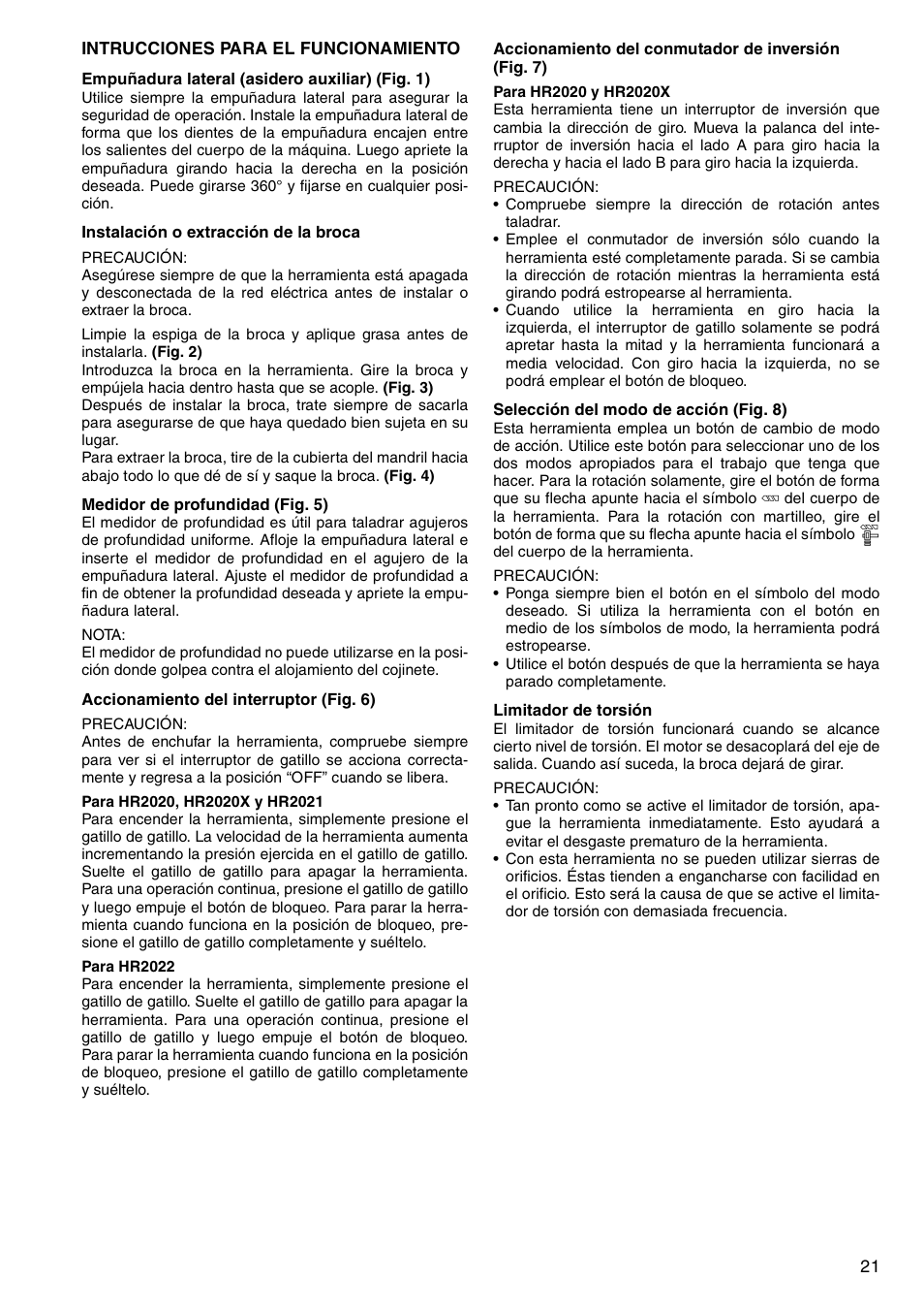 Makita HR2020 User Manual | Page 21 / 52