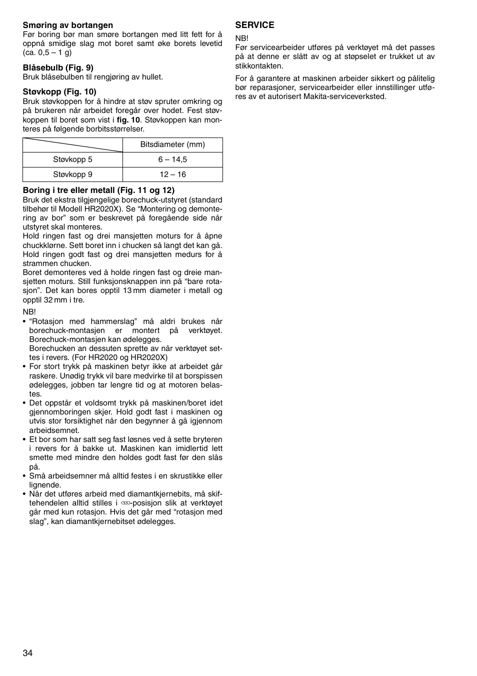Makita HR2020 User Manual | Page 34 / 52