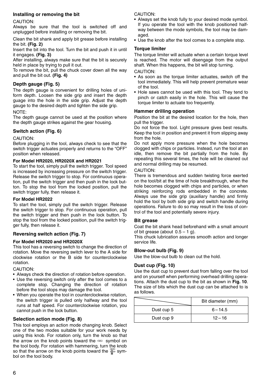 Makita HR2020 User Manual | Page 6 / 52