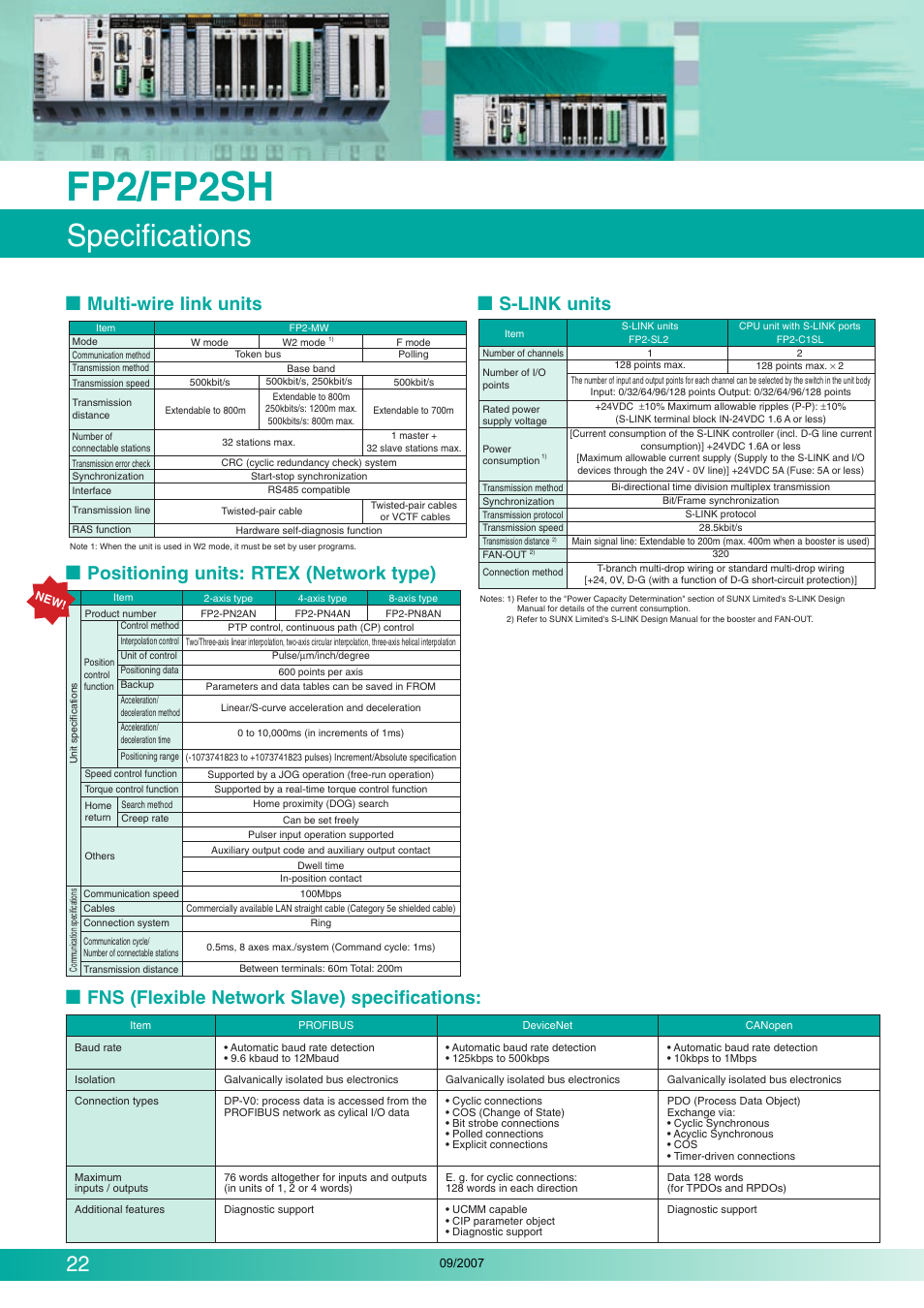 Fp2/fp2sh, Specifications, Multi-wire link units | S-link units | Makita FP2 Series User Manual | Page 22 / 28
