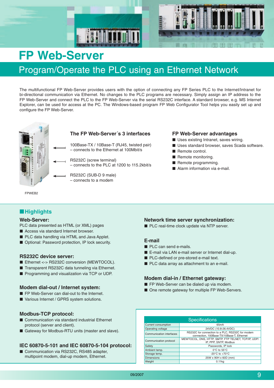 Fp web-server, Highlights | Makita FP2 Series User Manual | Page 9 / 28