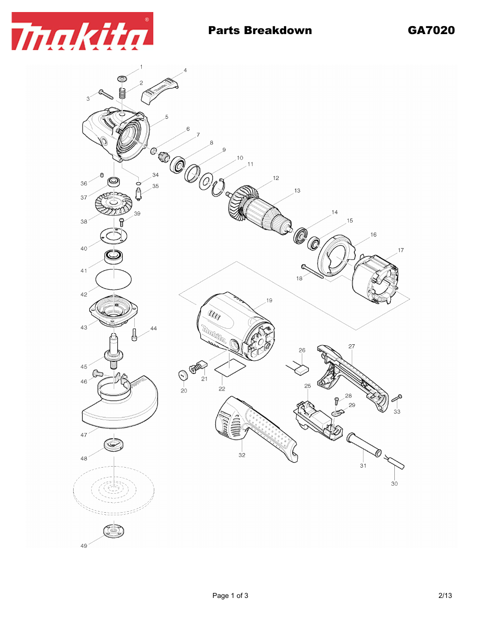 Makita GA7020 User Manual | 3 pages