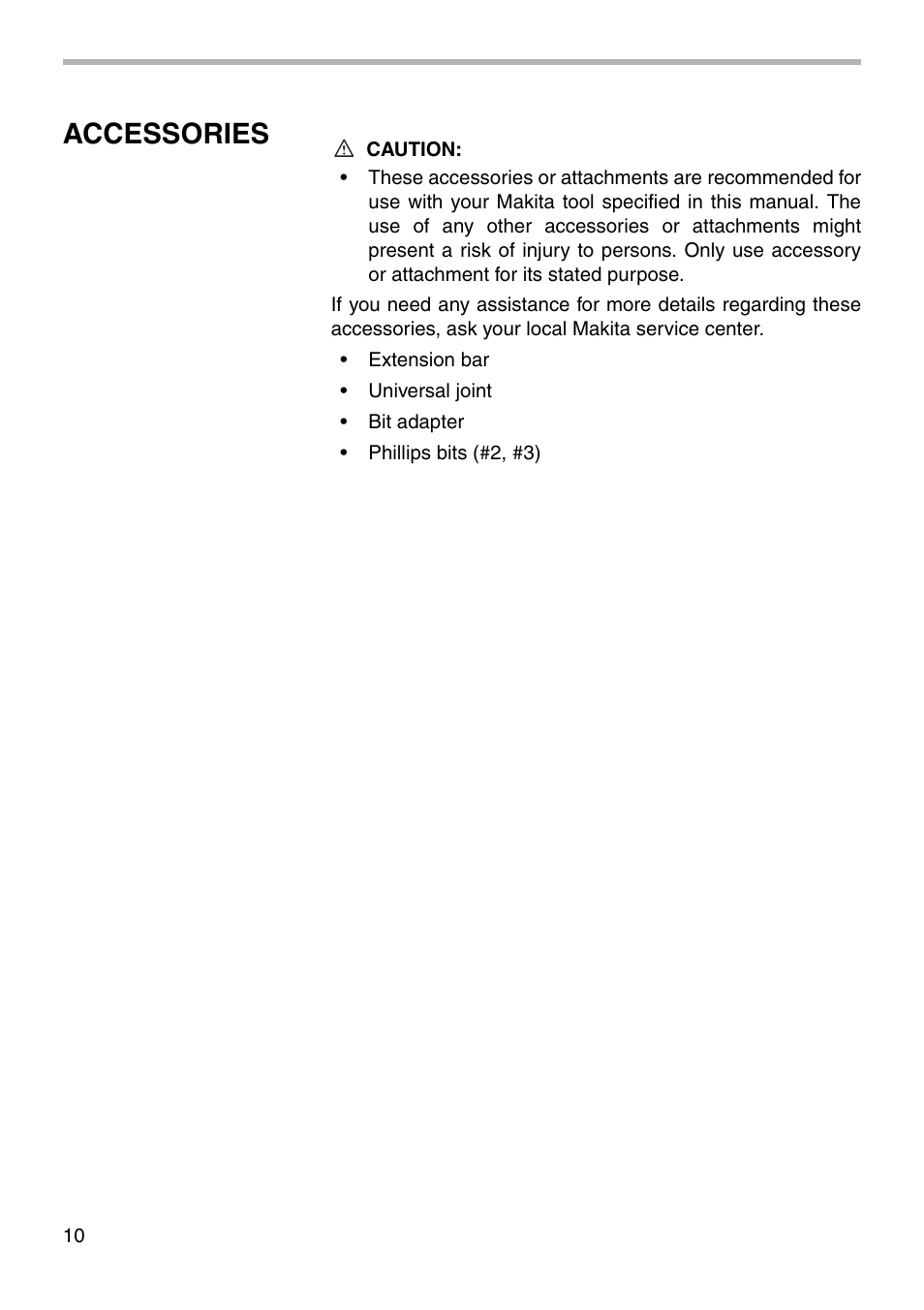 Accessories | Makita 6953 User Manual | Page 10 / 16