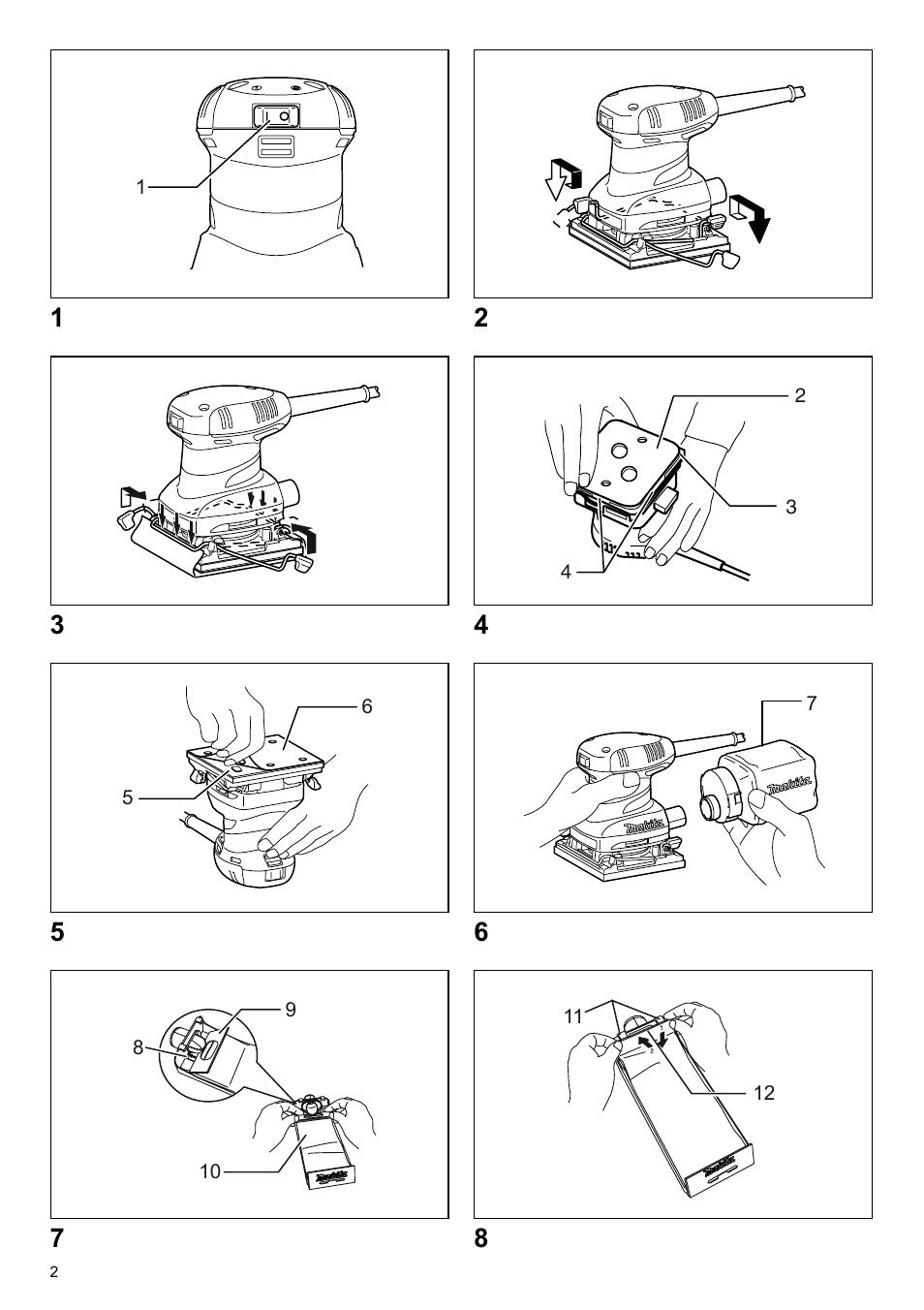 Makita Fishing Sander BO4556 User Manual | Page 2 / 36